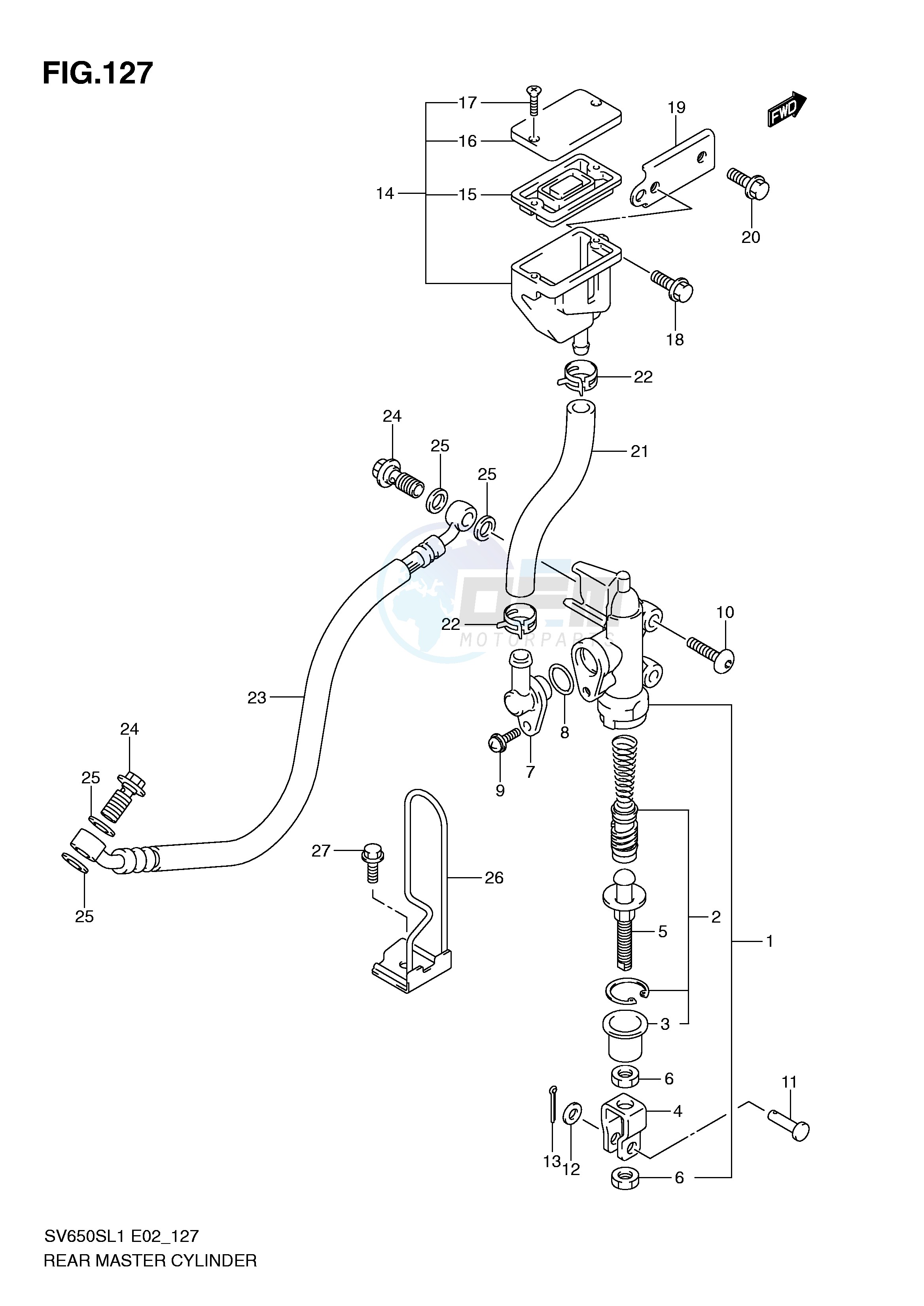 REAR MASTER CYLINDER (SV650SL1 E24) blueprint