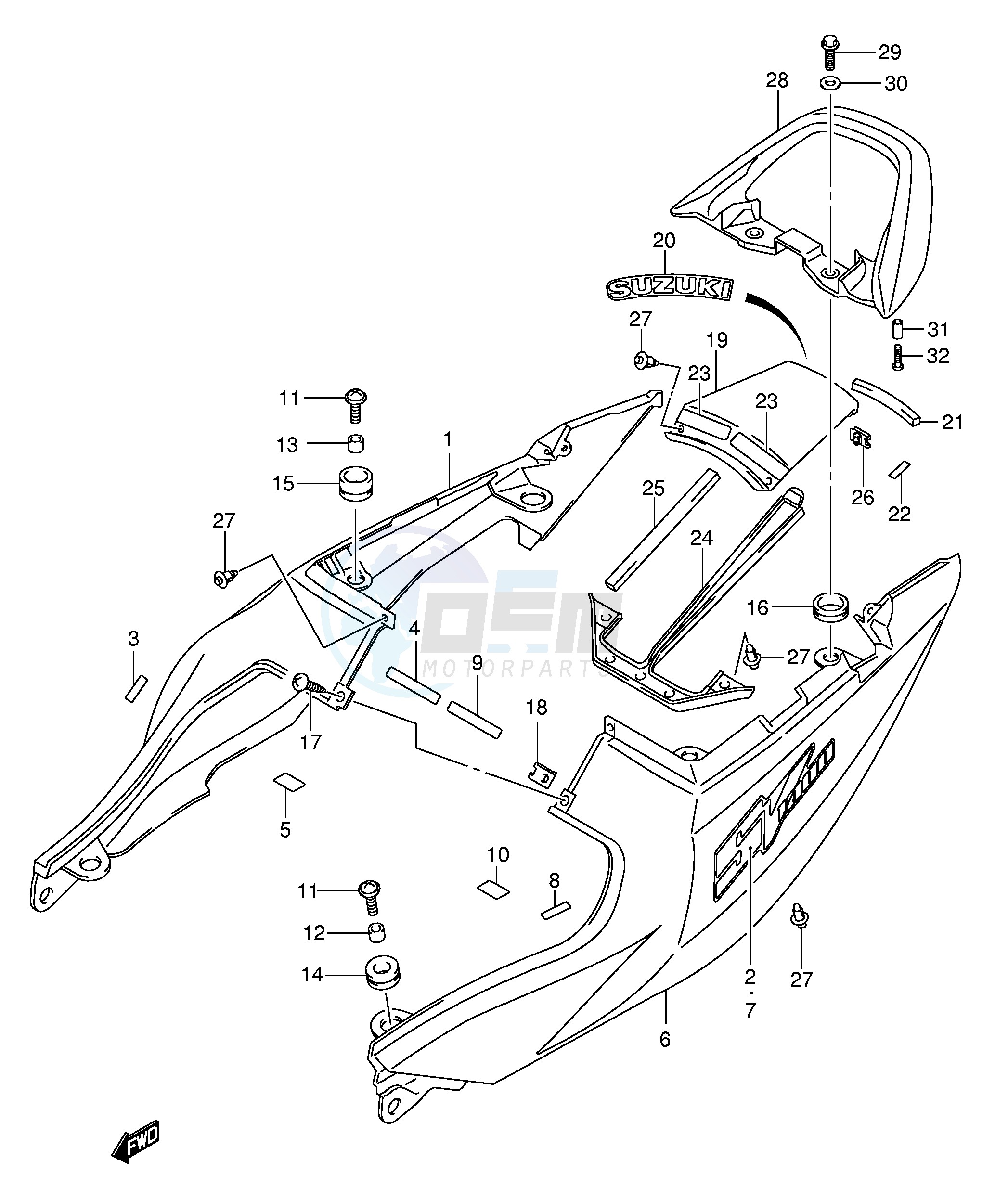 SEAT TAIL COVER (SV1000K5 U1K5 U2K5) image