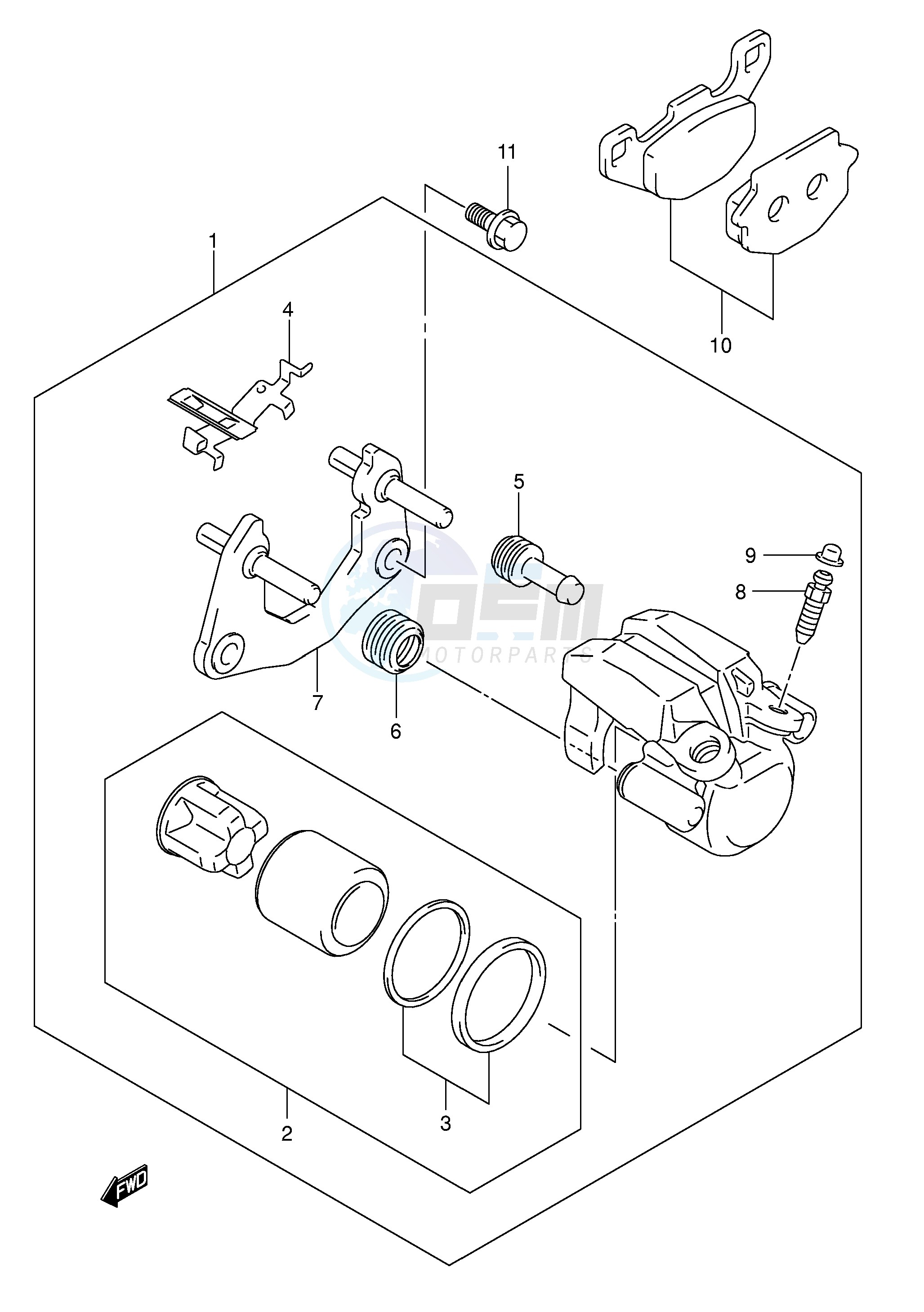 REAR CALIPER (MODEL K5 K6 K7) blueprint