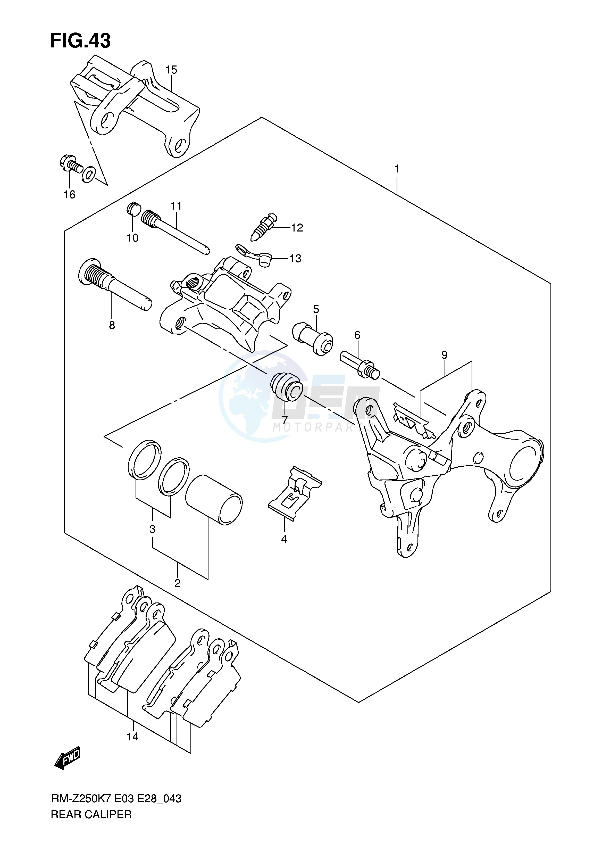 REAR CALIPER (MODEL K7) blueprint