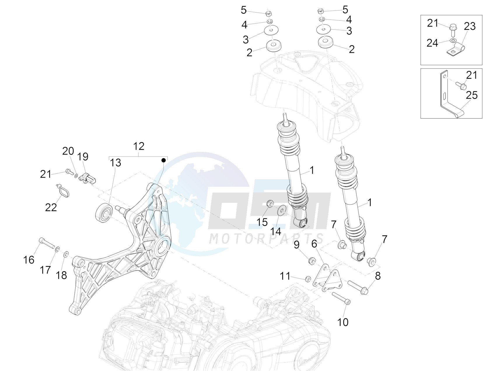 Rear suspension - Shock absorber/s blueprint