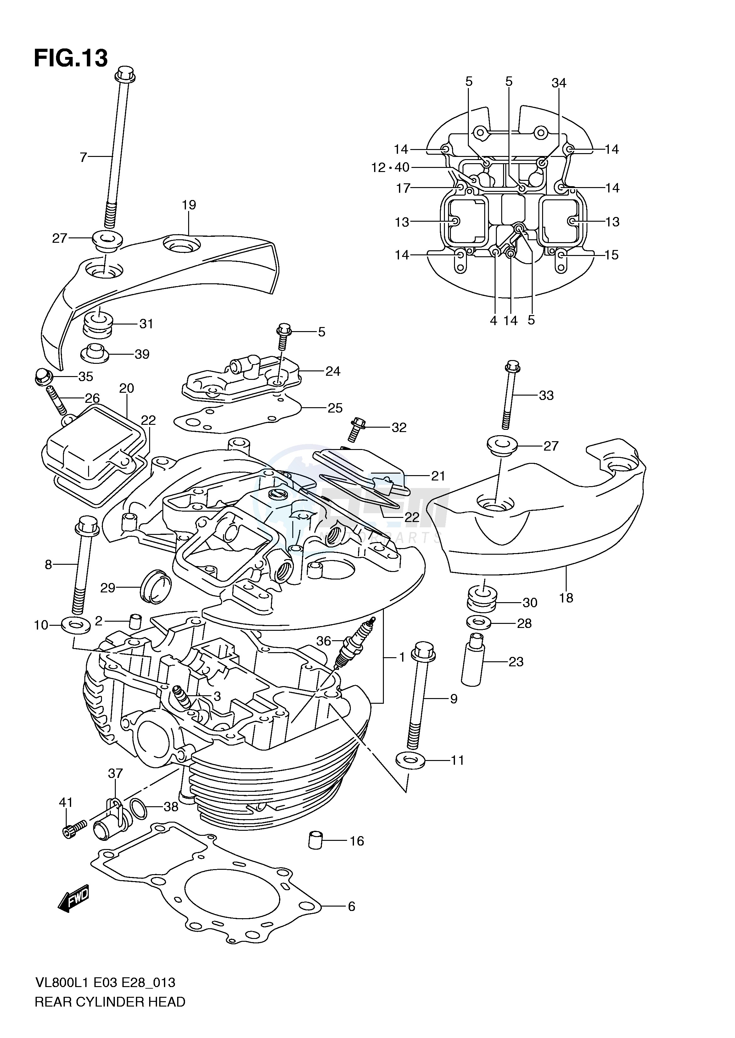 REAR CYLINDER HEAD (VL800L1 E33) blueprint