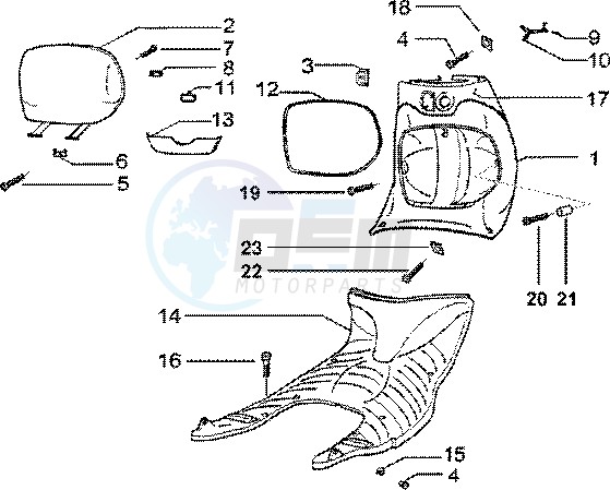 Front glove compartment - Rubber mat blueprint