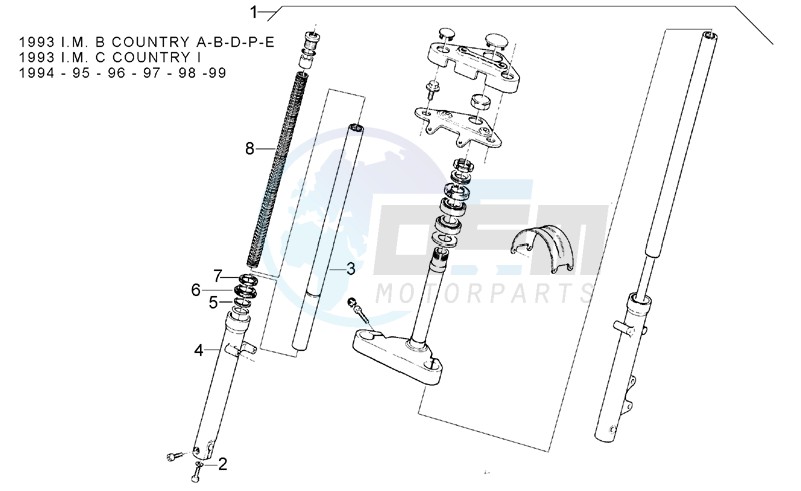 Front fork 93-99 - RH Sleeve blueprint
