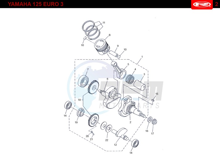 PISTON - CRANKSHAFT  Yamaha 125 4t Euro 3 blueprint