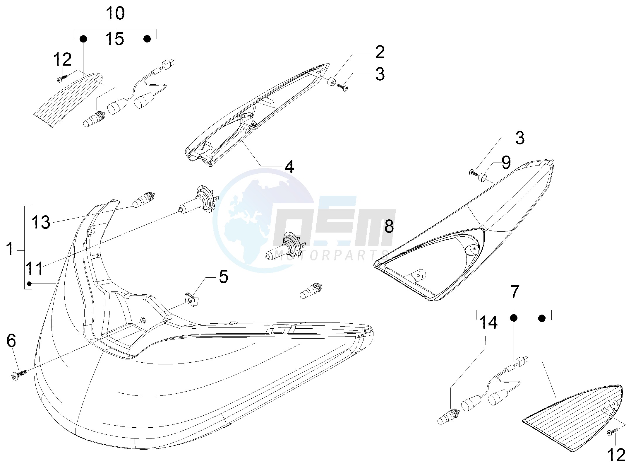 Front headlamps - Turn signal lamps blueprint