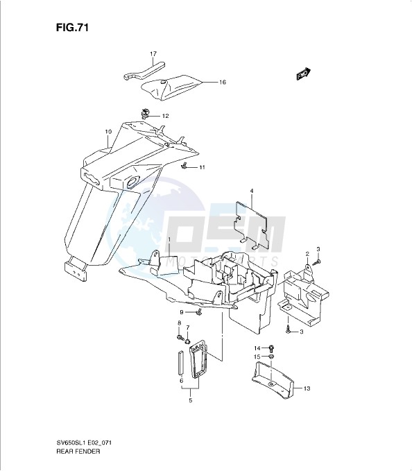 REAR FENDER (SV650SL1 E24) blueprint