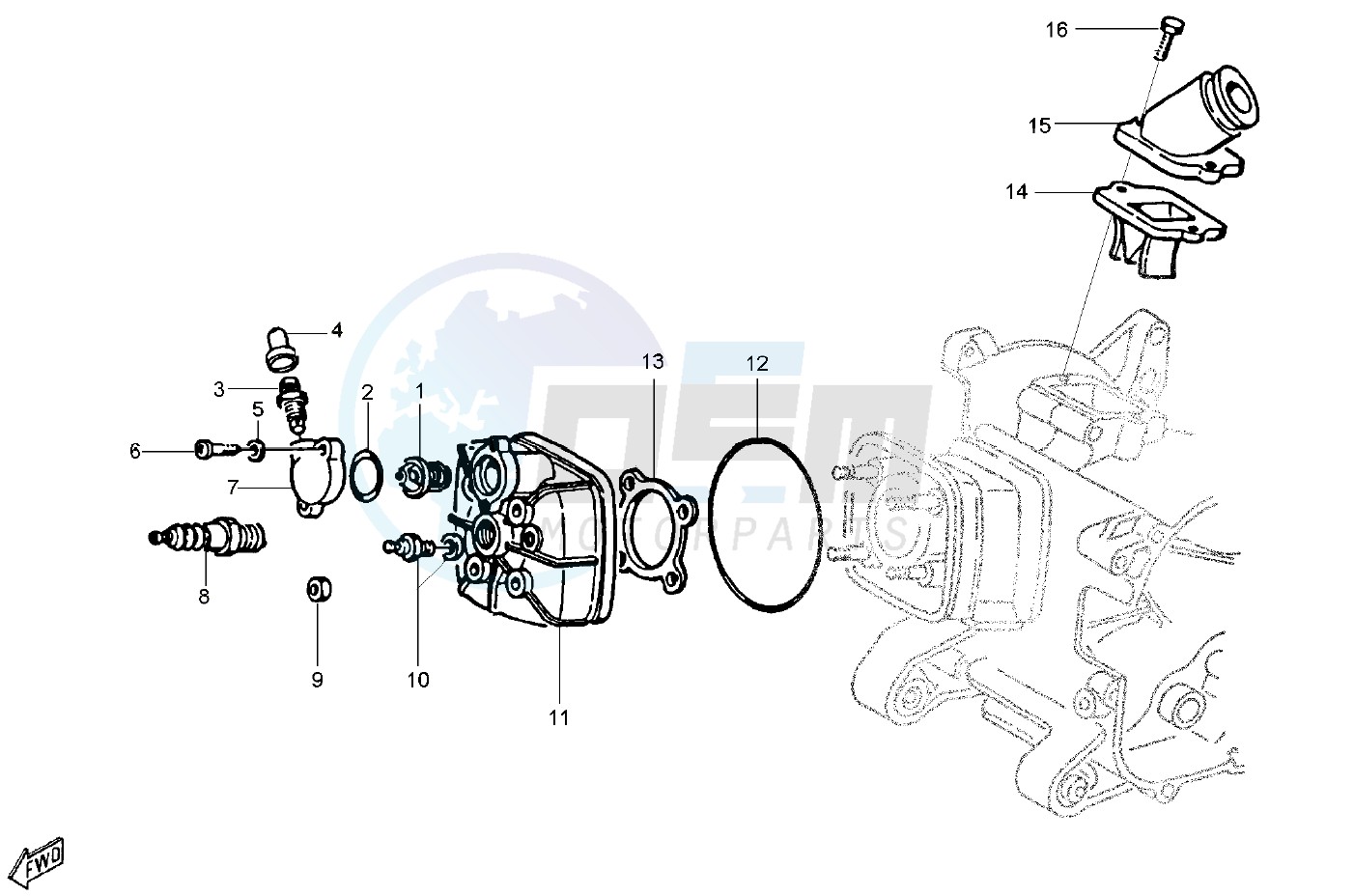 Cylinder head - Induction Pipe Water Cooled blueprint