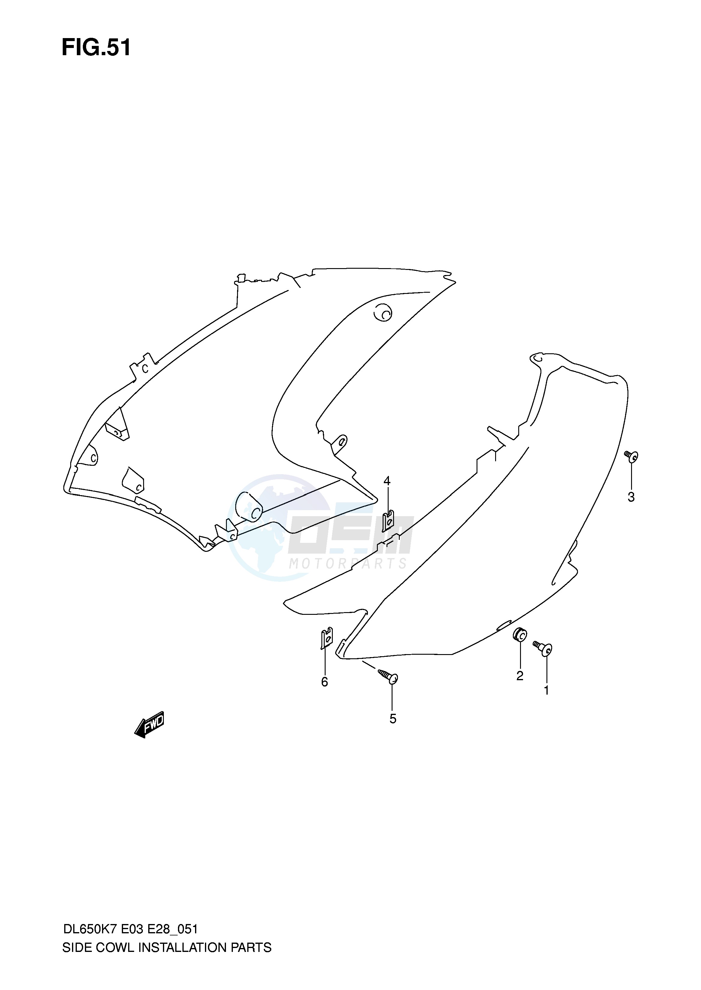 SIDE COWLING INSTALLATION PARTS blueprint