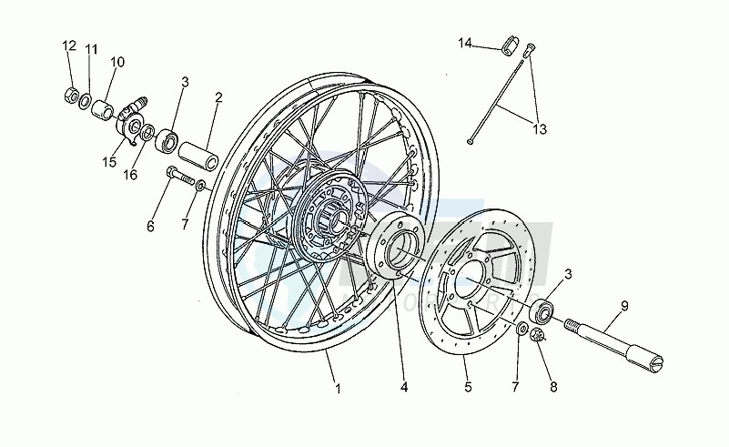 Front wheel, spokes blueprint