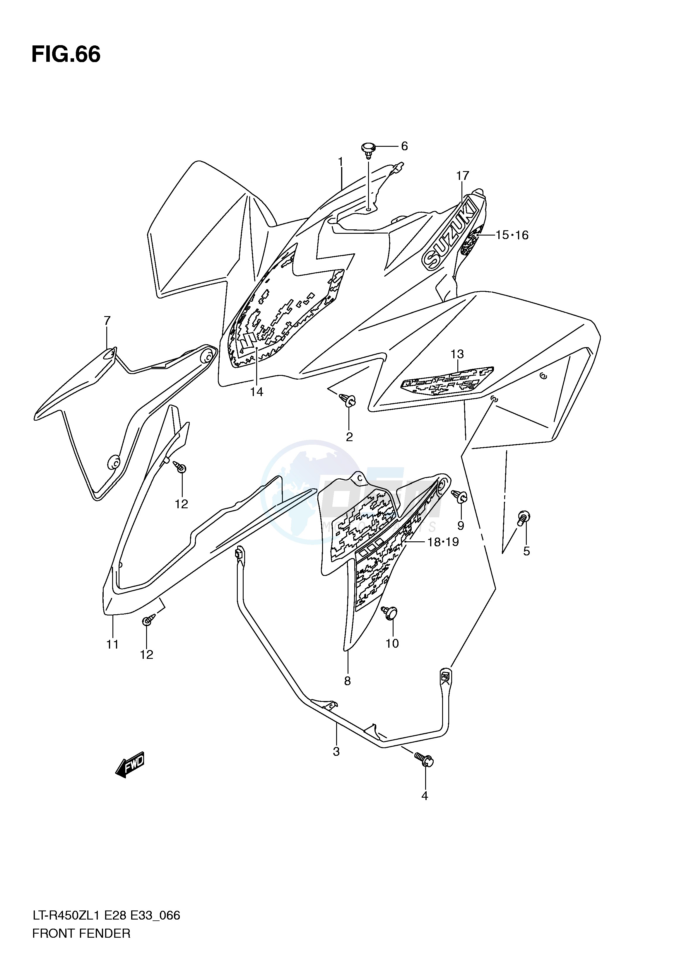 FRONT FENDER (LT-R450ZL1 E33) blueprint