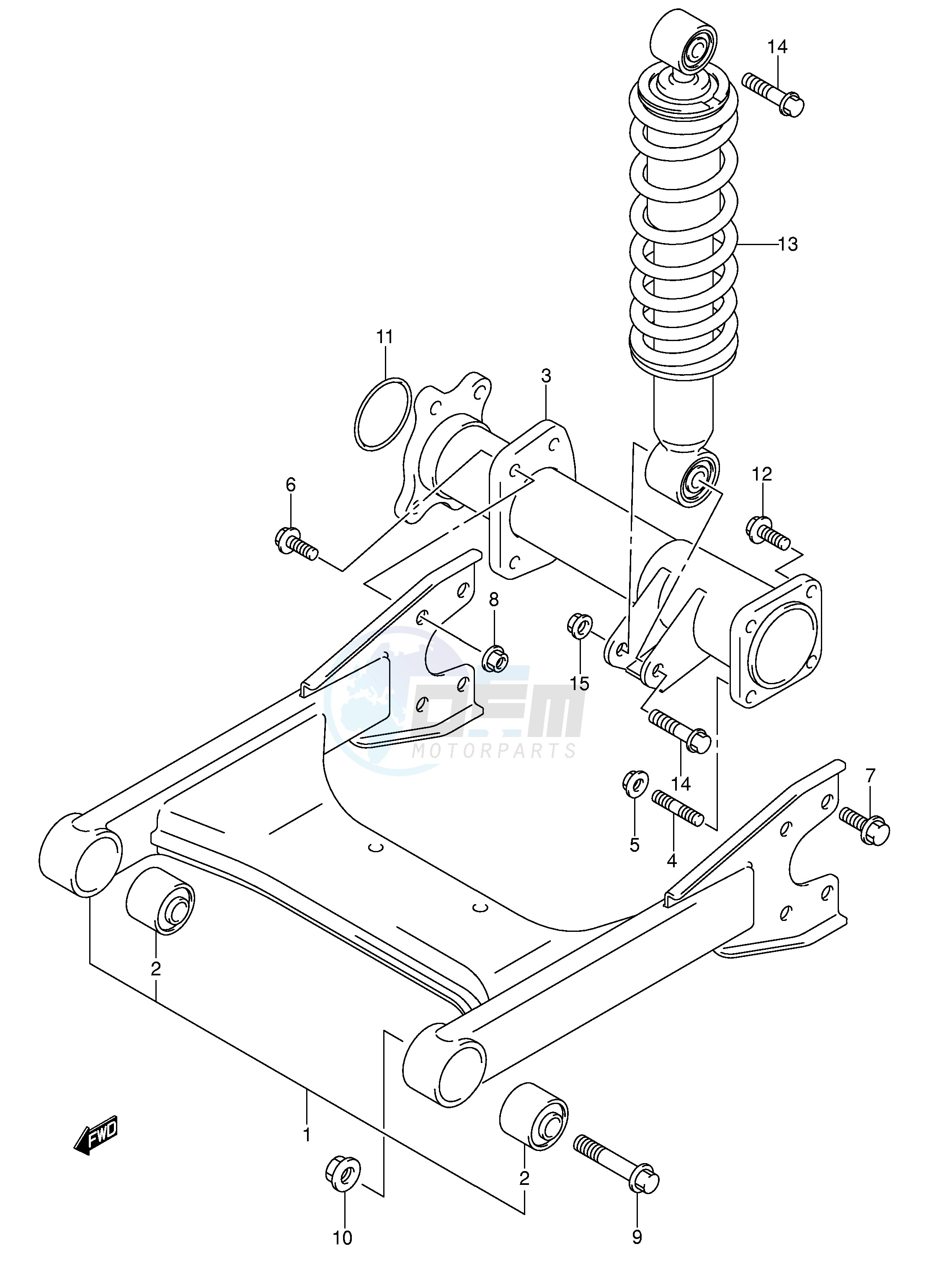 REAR SWINGINGARM (MODEL K2 K3 K4) blueprint