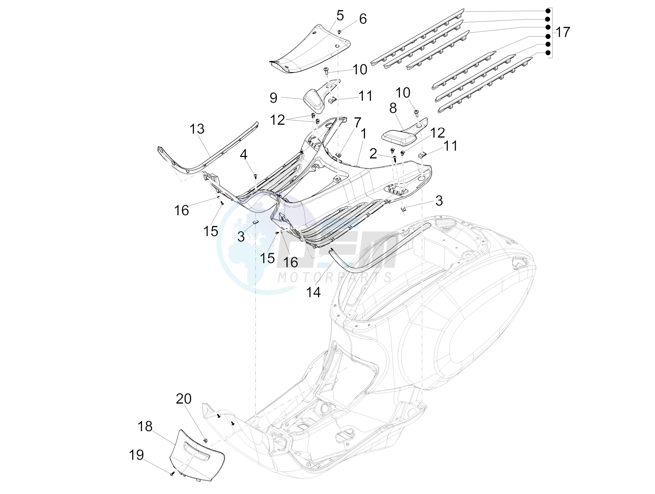 Central cover - Footrests image