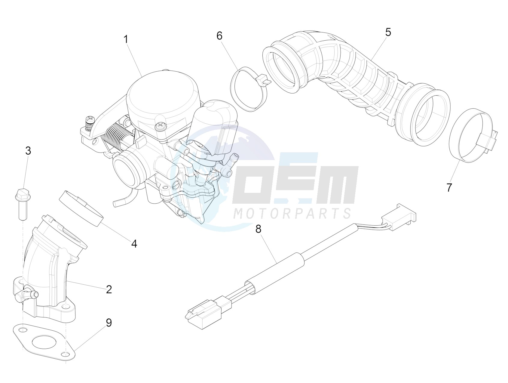 Carburettor, assembly - Union pipe image