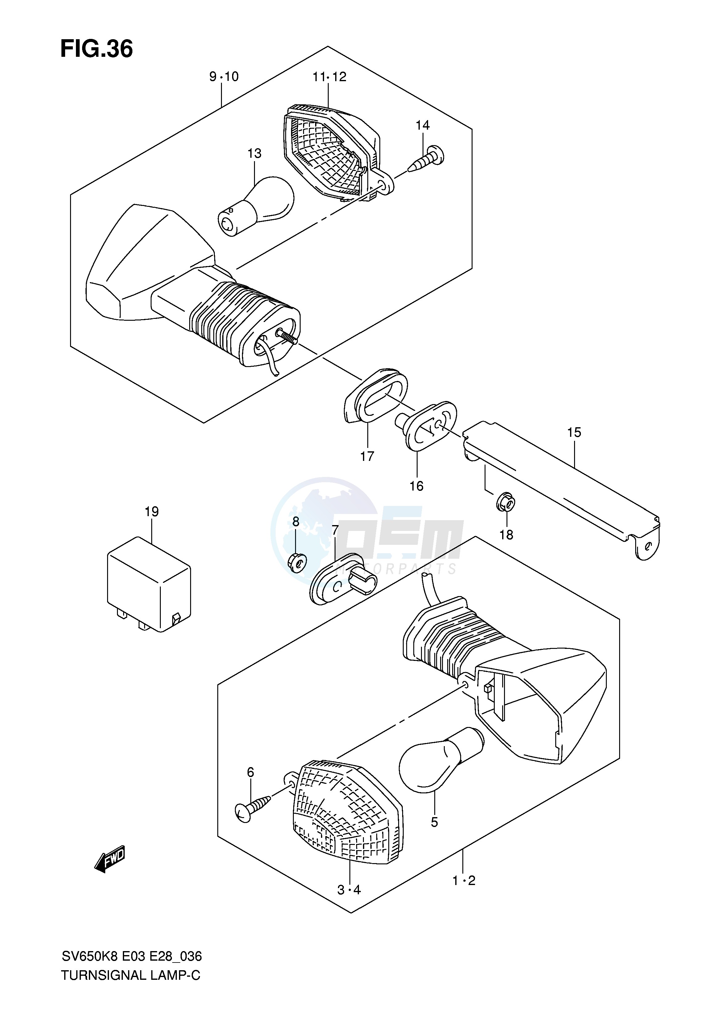 TURNSIGNAL LAMP (SV650K8 AK8) blueprint