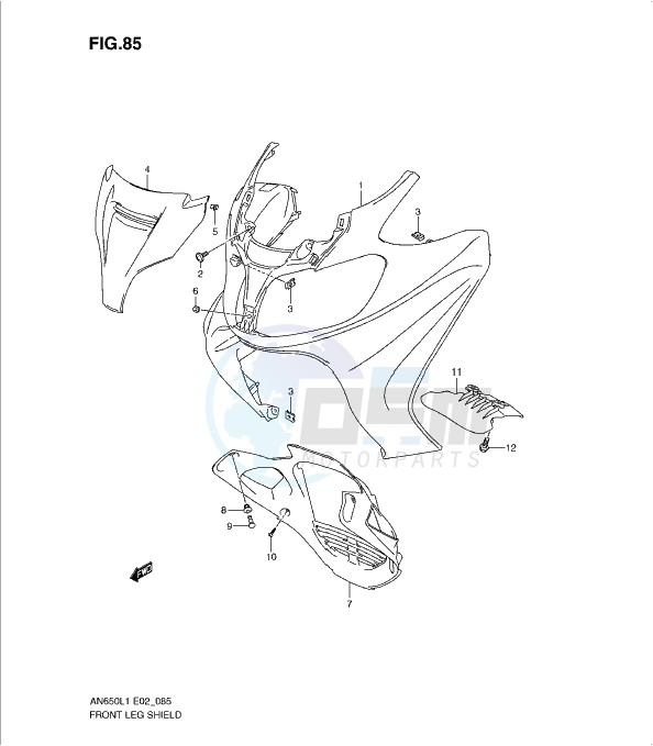 FRONT LEG SHIELD (AN650L1 E19) blueprint