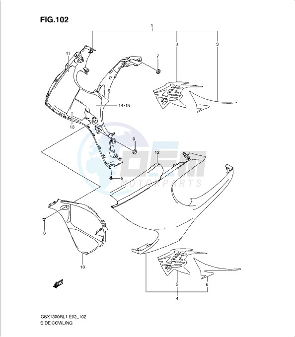 SIDE COWLING (GSX1300RL1 E24) blueprint