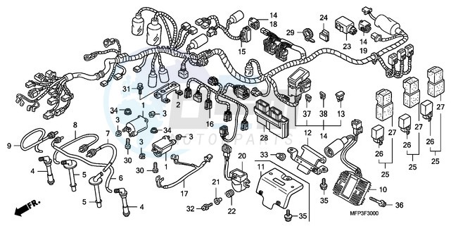 WIRE HARNESS/IGNITION COIL (CB1300/CB1300A) blueprint