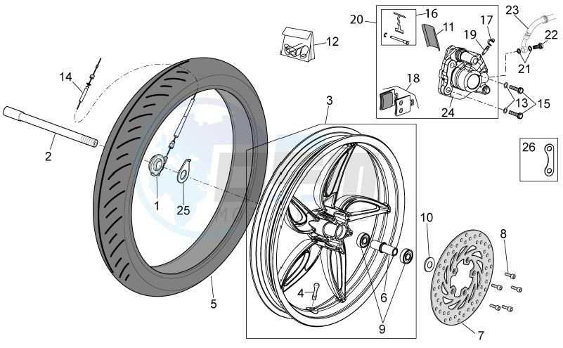 Front wheel - disc brake blueprint