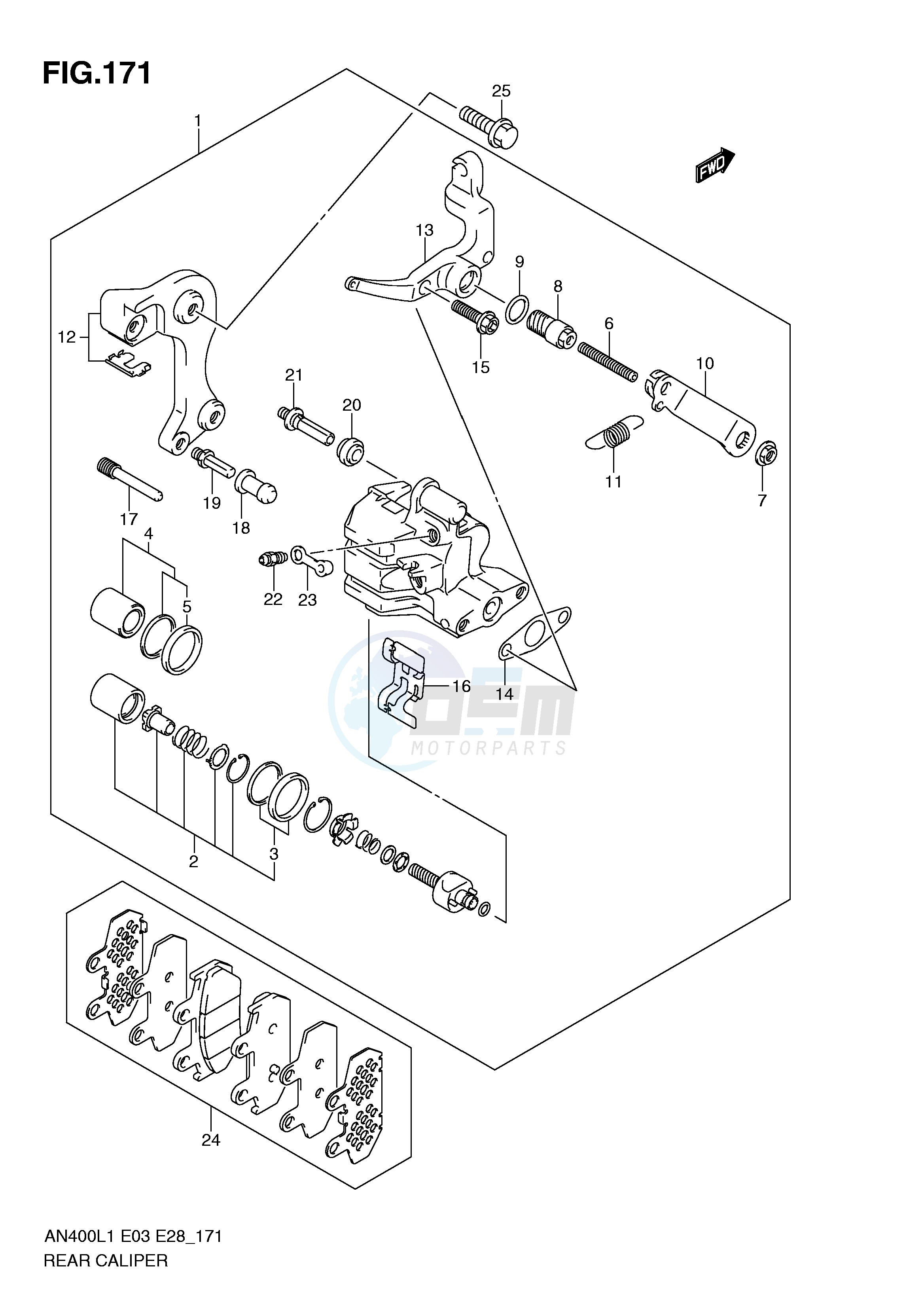 REAR CALIPER (AN400AL1 E33) blueprint