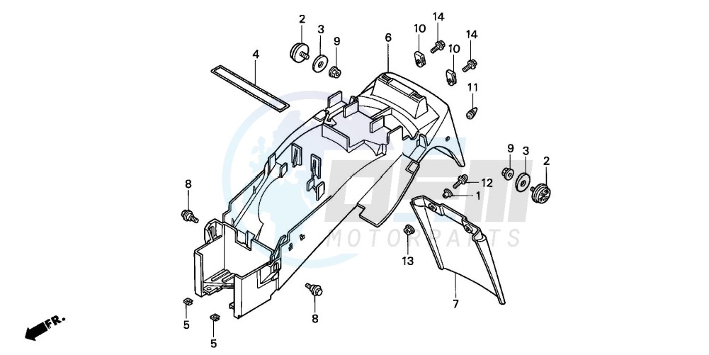REAR FENDER (VFR750FR/FS/FT/FV) blueprint