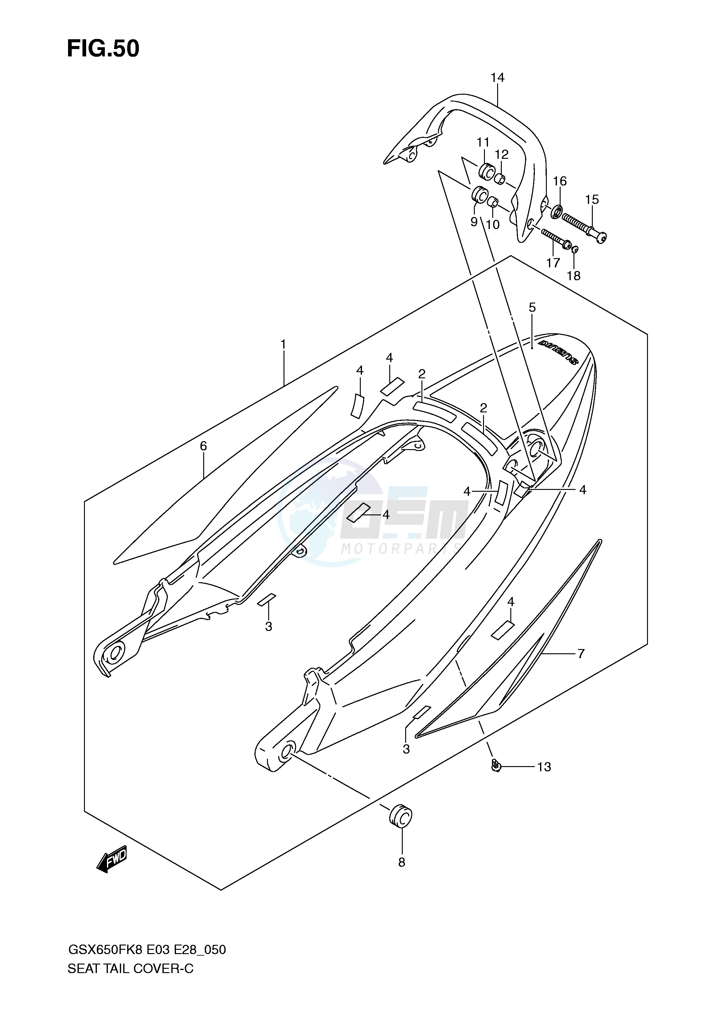 SEAT TAIL COVER (MODEL K8:CWH,EGR) blueprint