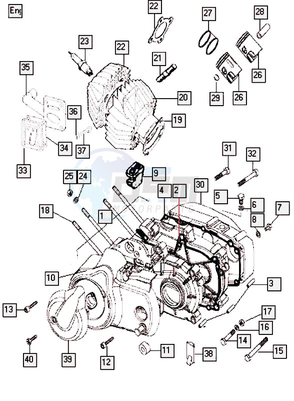 Crankcase-cylinder blueprint