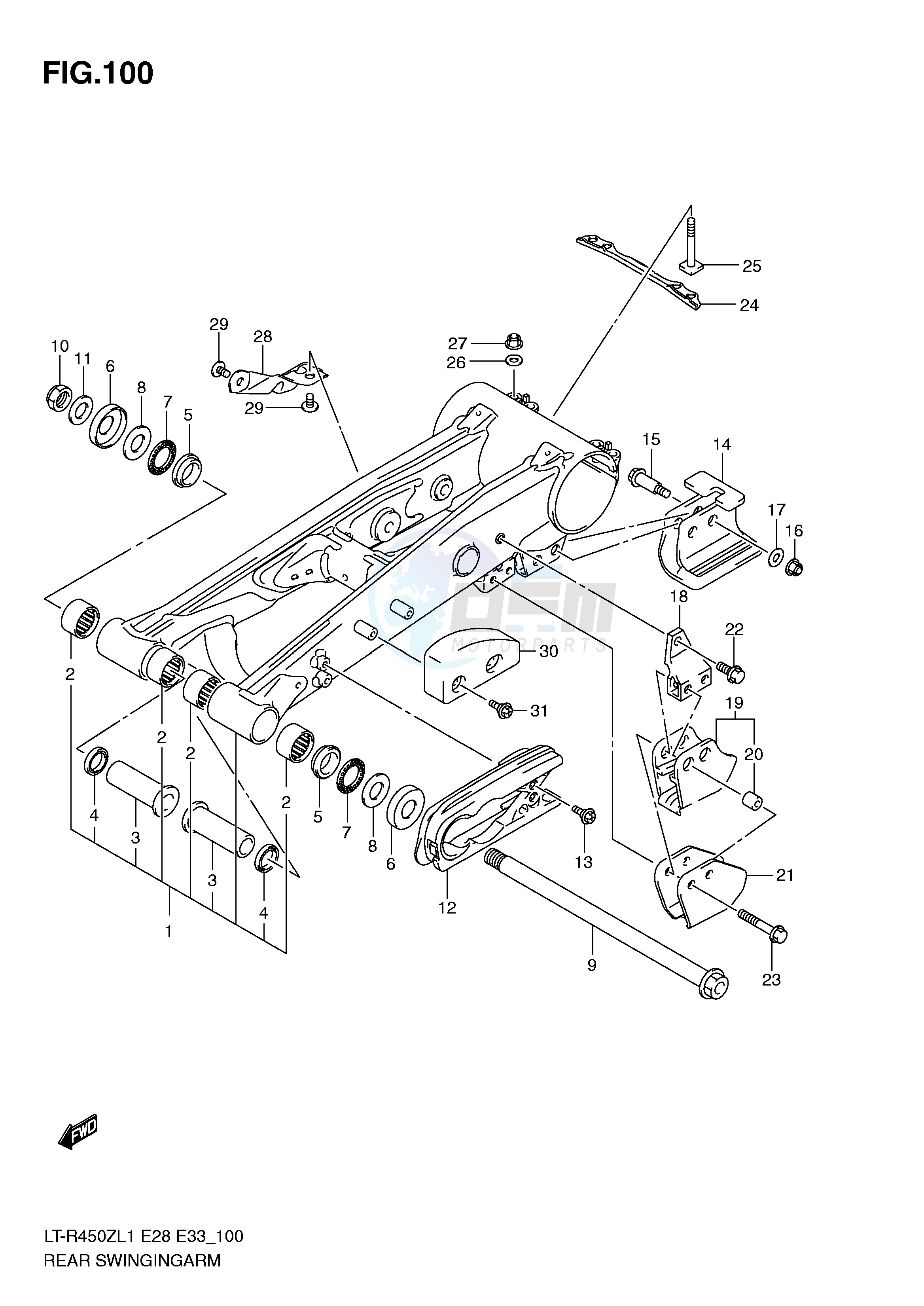 REAR SWINGING ARM (LT-R450ZL1 E33) blueprint