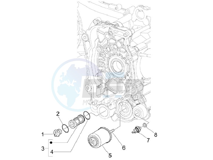 Flywheel magneto cover - Oil filter blueprint