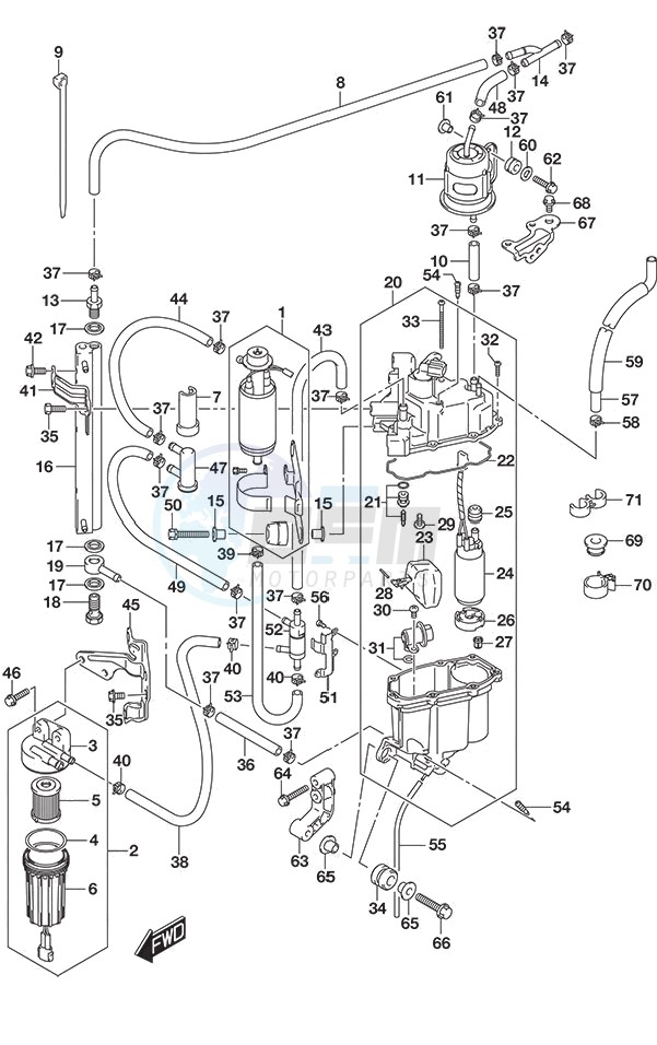 Fuel Pump/Fuel Vapor Separator DF 250S blueprint