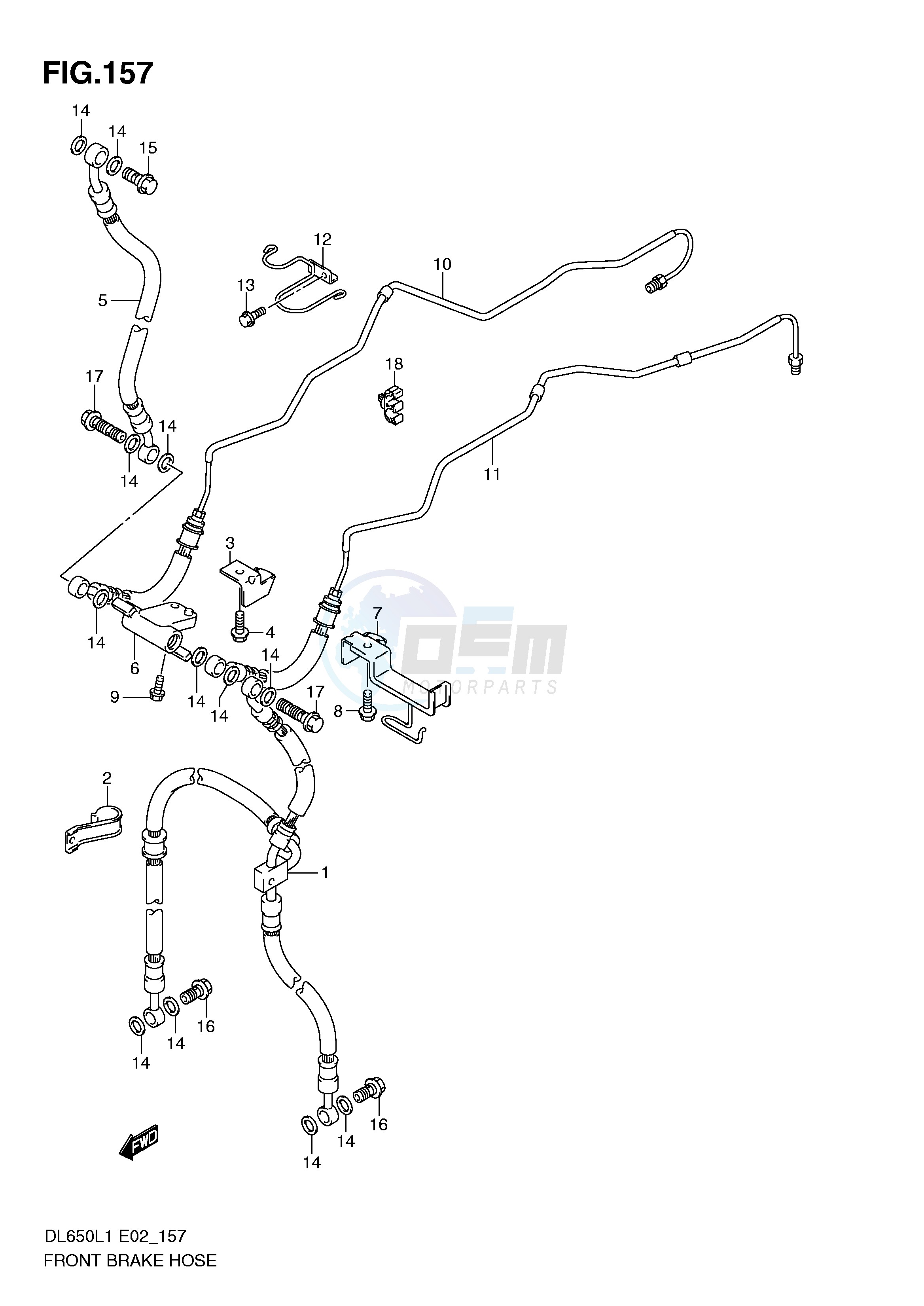 FRONT BRAKE HOSE (DL650AUEL1 E19) image