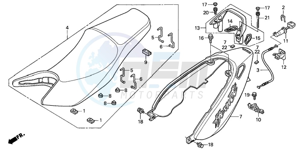 SEAT/SEAT COWL (CB600F3/4/5/6) blueprint