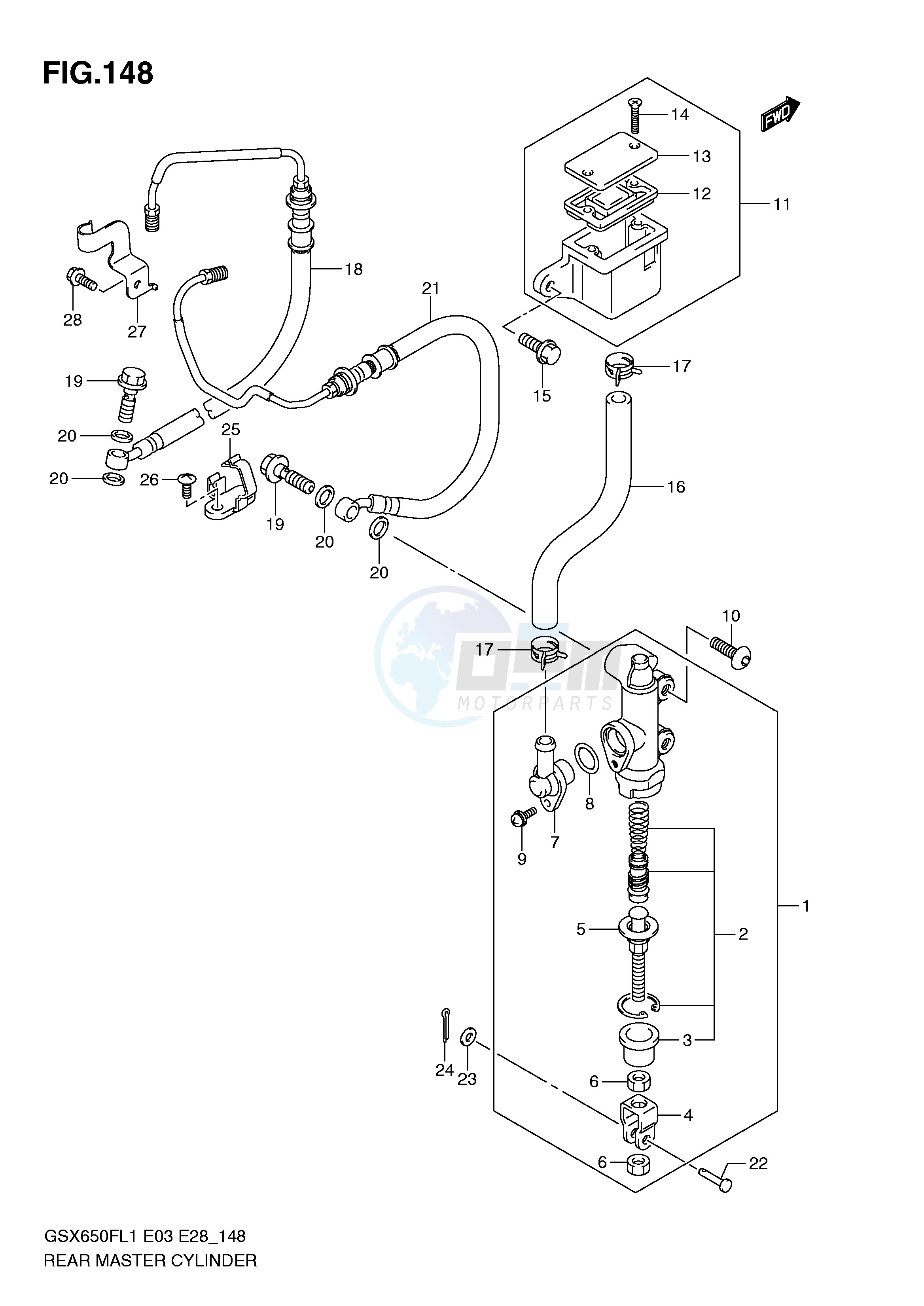 REAR MASTER CYLINDER (GSX650FAL1 E28) image