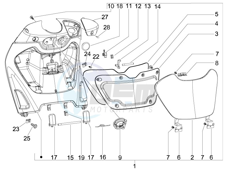 Front glove-box - Knee-guard panel blueprint