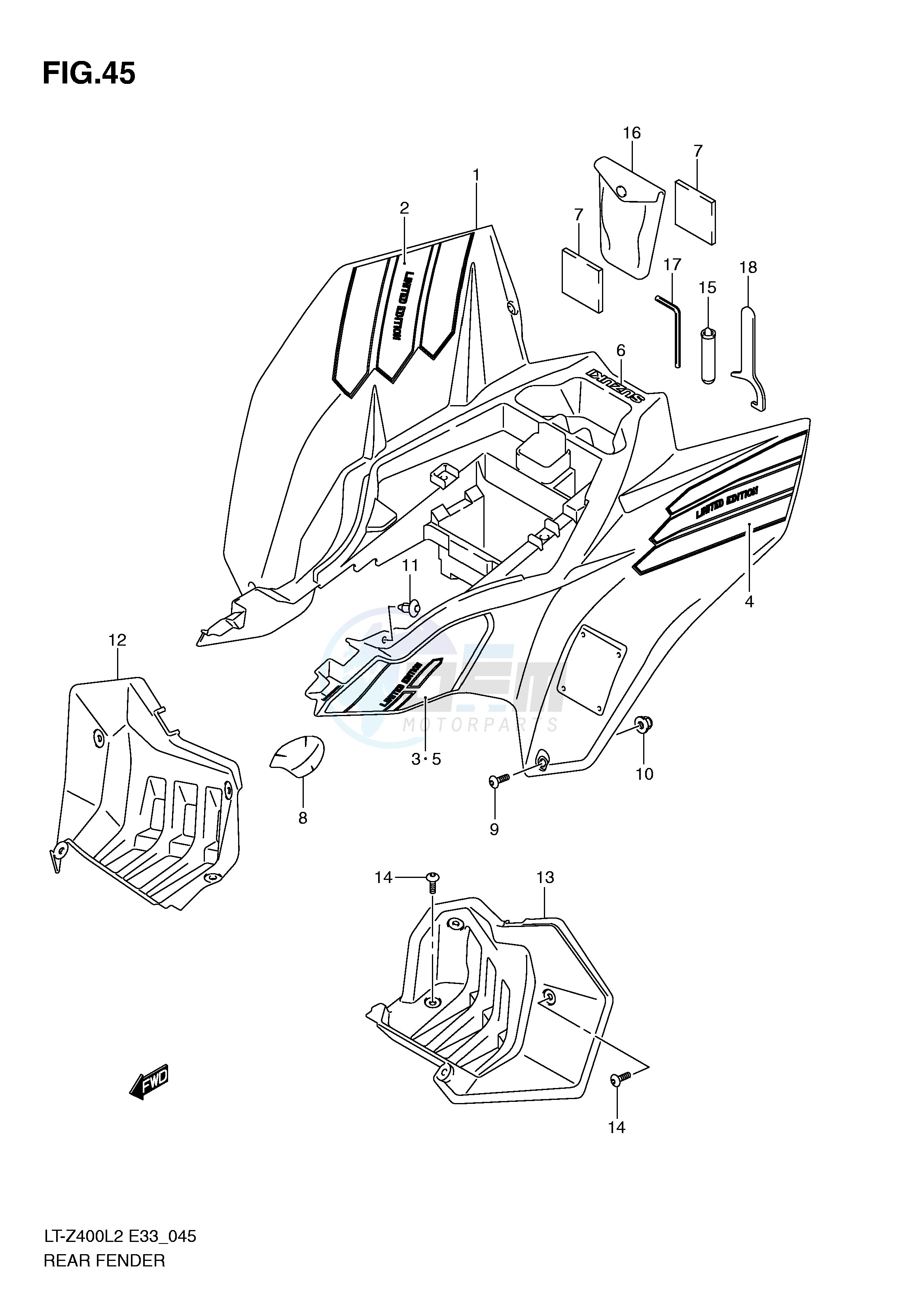 REAR FENDER (LT-Z400ZL2 E33) blueprint