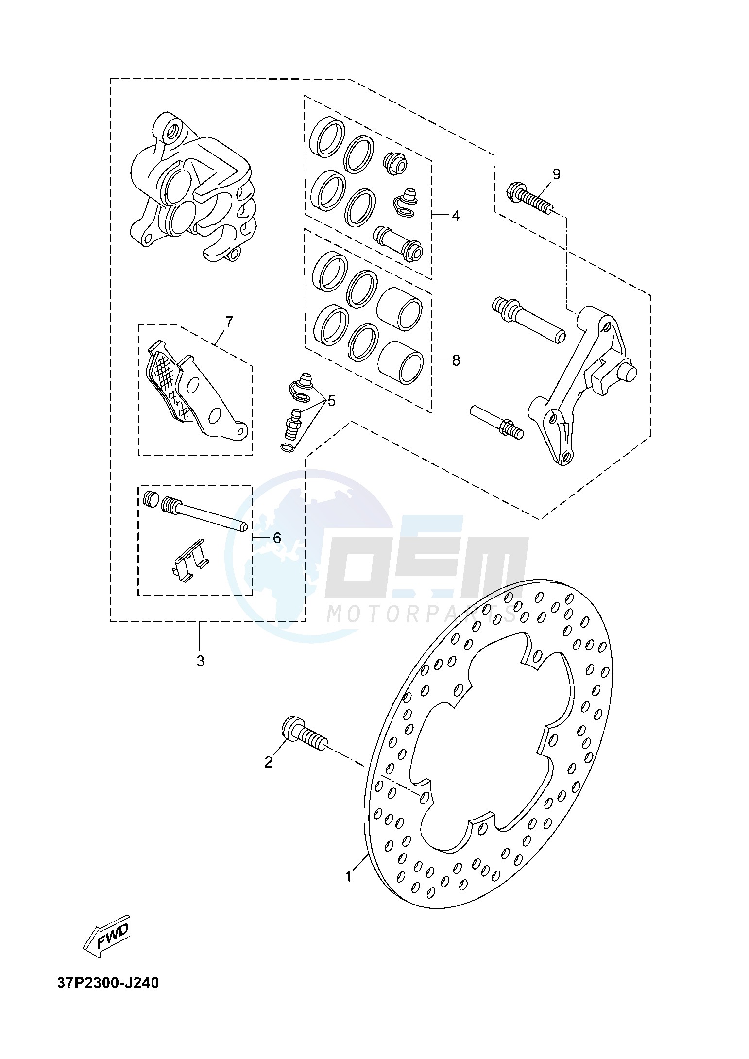 FRONT BRAKE CALIPER blueprint