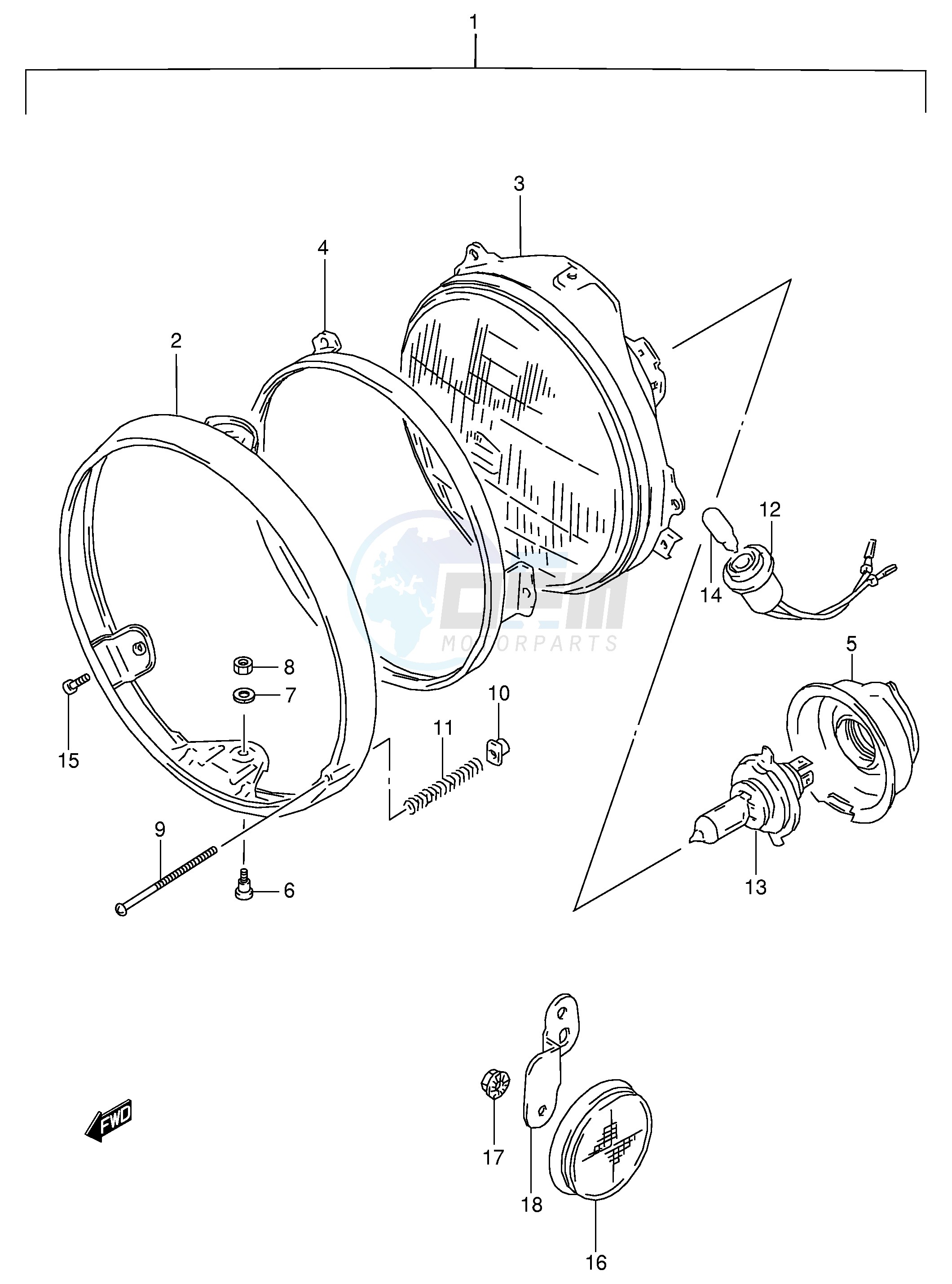 HEADLAMP (MODEL P R EXCEPT E2,E24) image