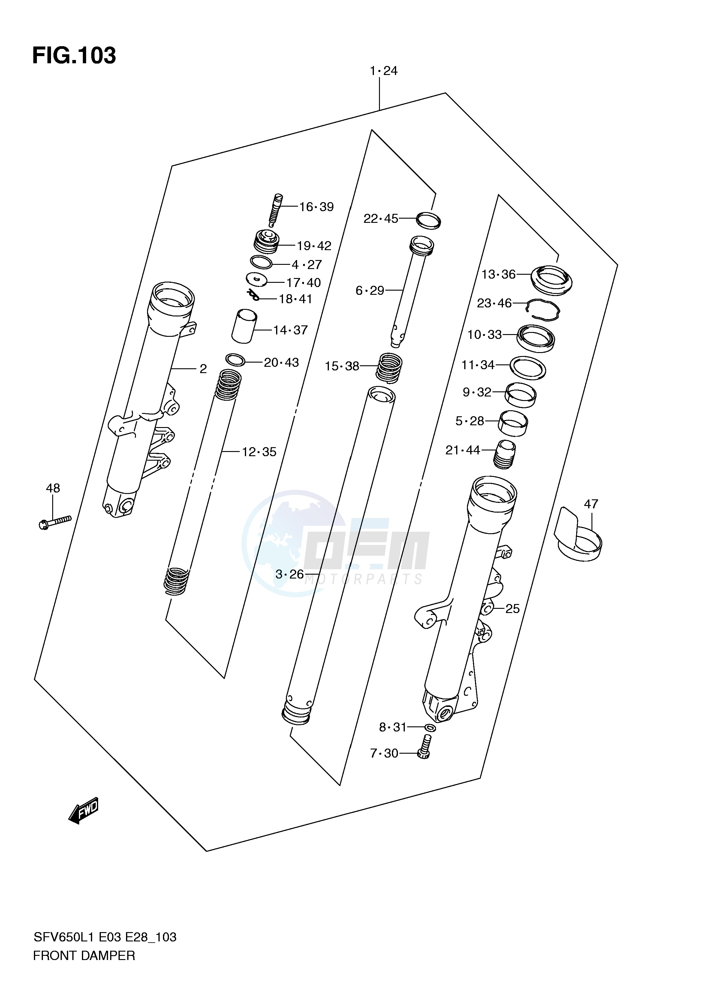 FRONT DAMPER (SFV650L1 E28) blueprint
