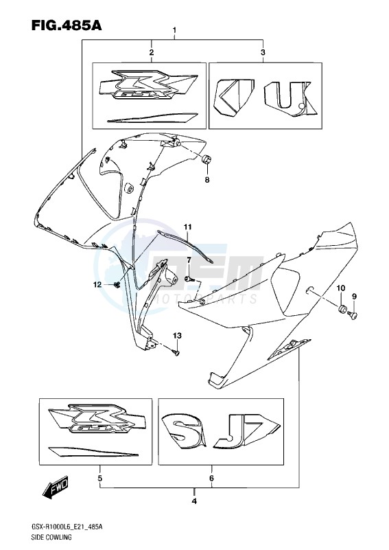SIDE COWLING (YSF) L6 blueprint