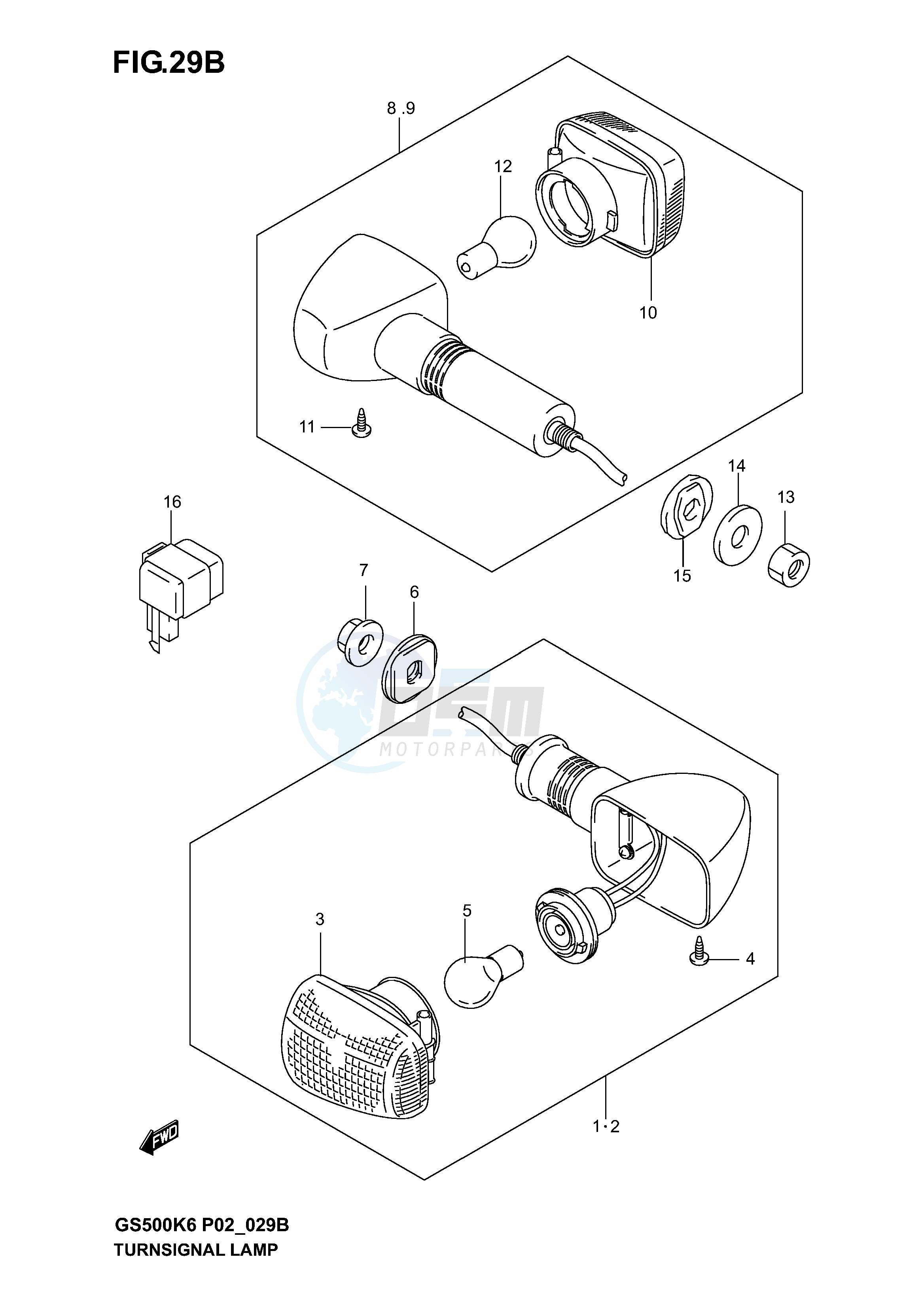 TURNSIGNAL LAMP (GS500FK4 K5 K6 FUK4 K5 K6) blueprint