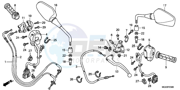 HANDLE LEVER/ SWITCH/ CABLE (NC700X/ XA) blueprint