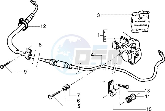 Rear brake caliper (Vehicle with rear hub brake) blueprint