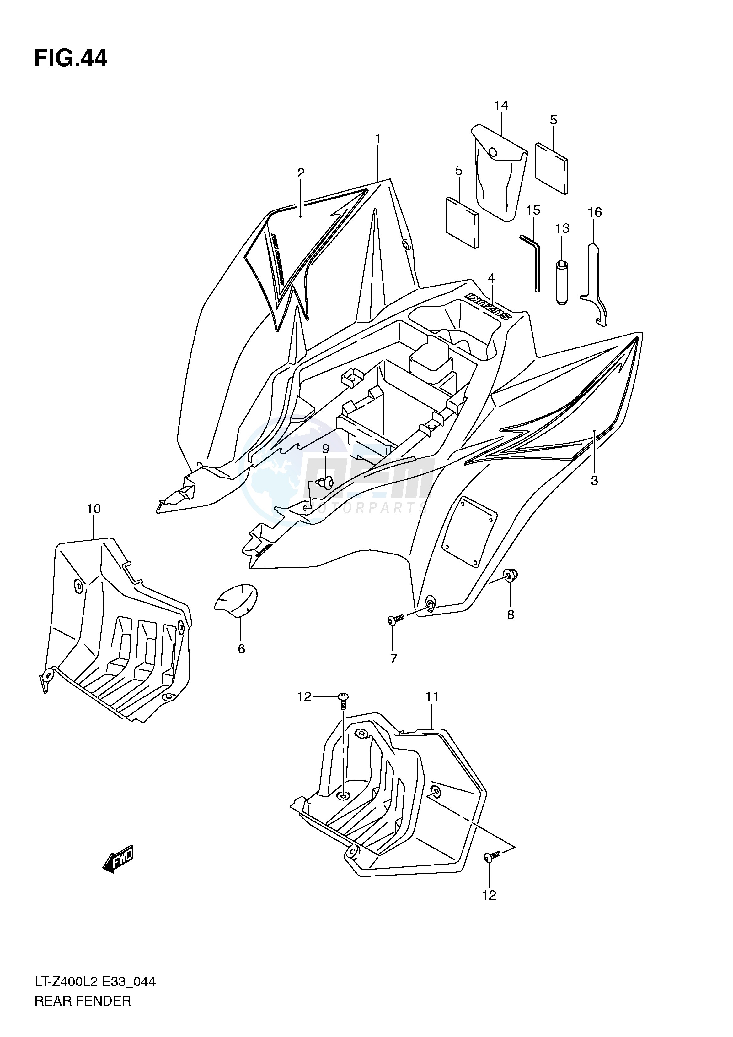 REAR FENDER (LT-Z400L2 E33) blueprint