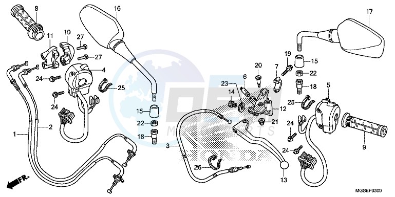 HANDLE LEVER/ SWITCH/ CABLE (NC700S/ SA) blueprint