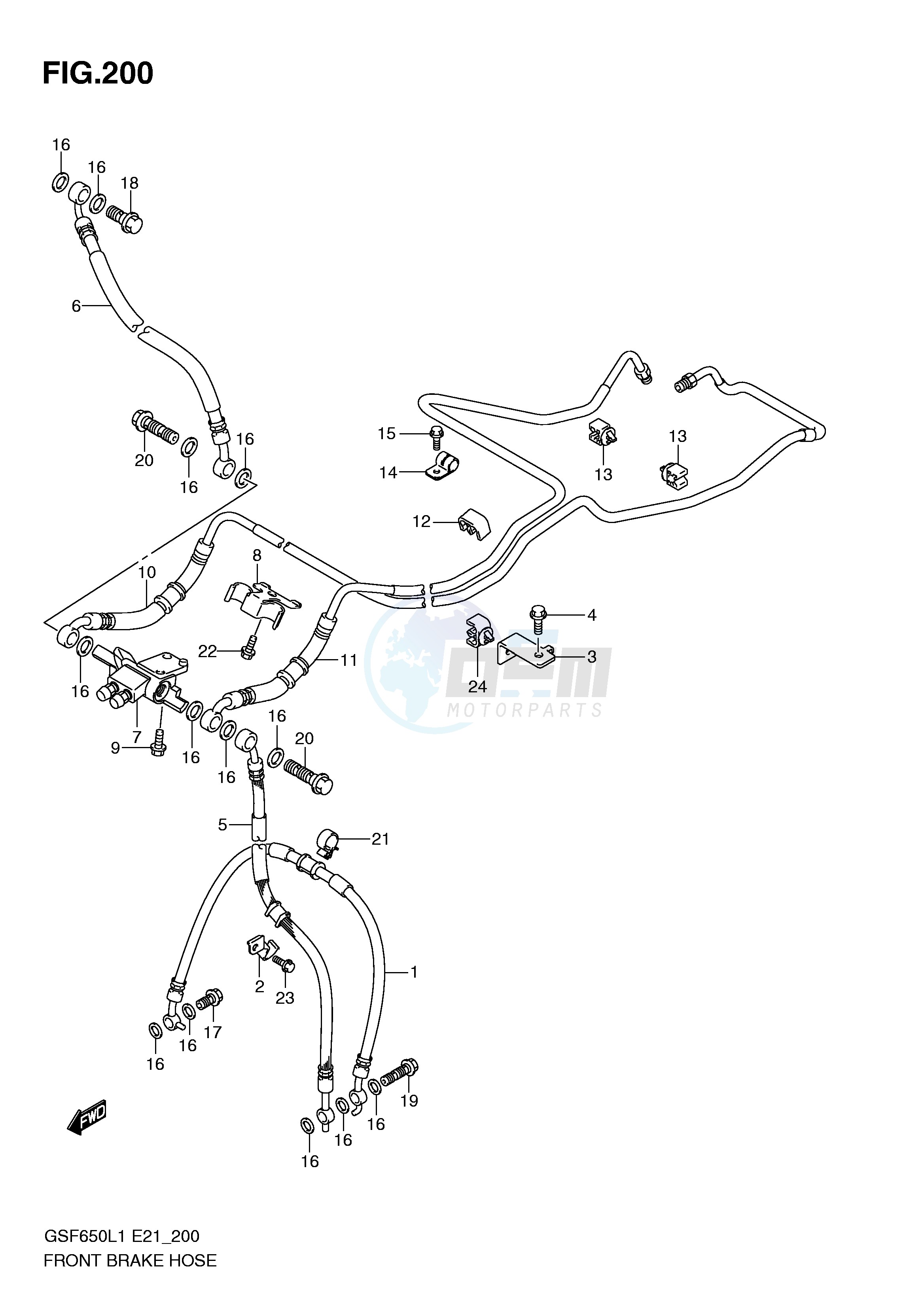 FRONT BRAKE HOSE (GSF650UAL1 E21) image