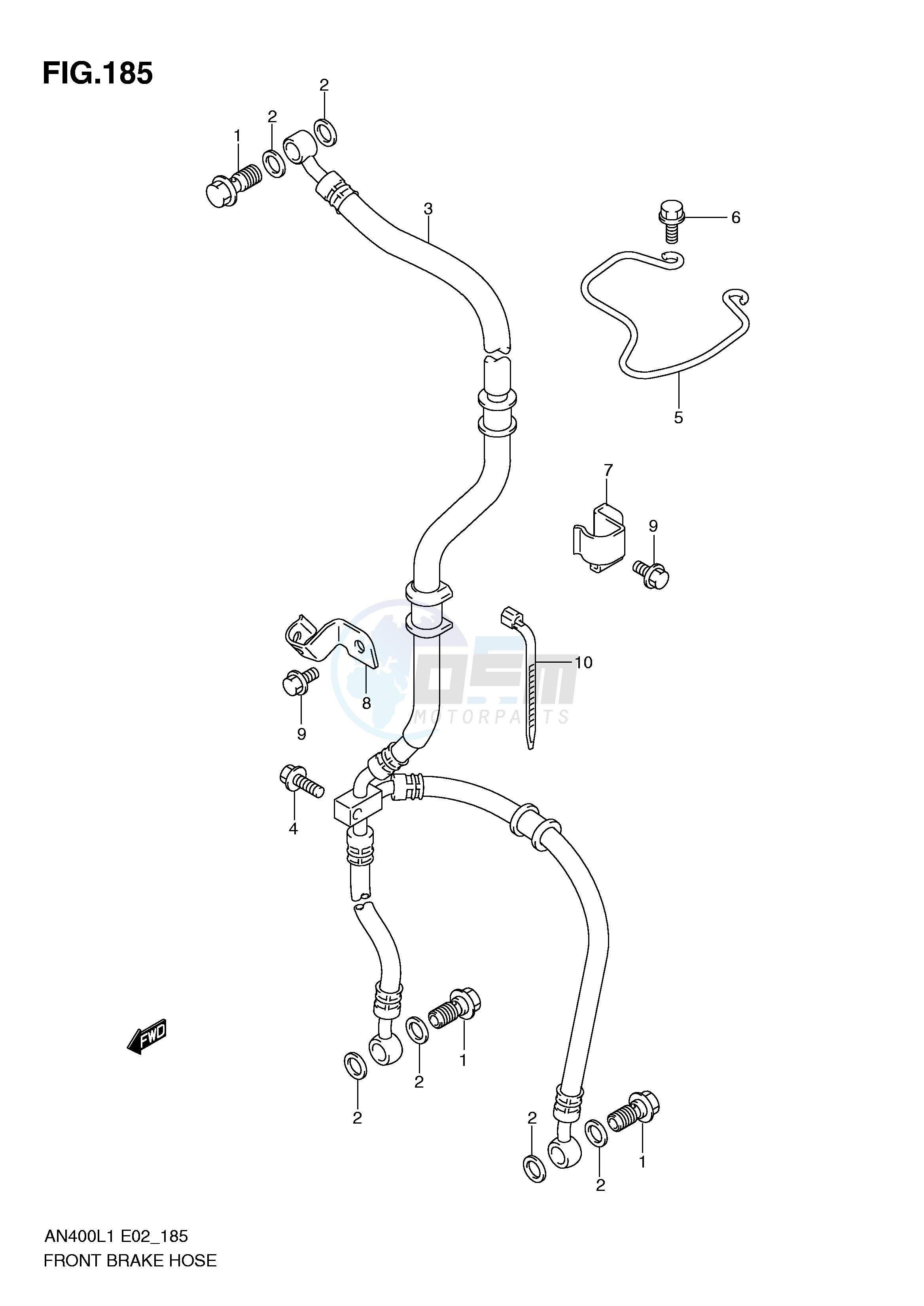 FRONT BRAKE HOSE (AN400L1 E19) image