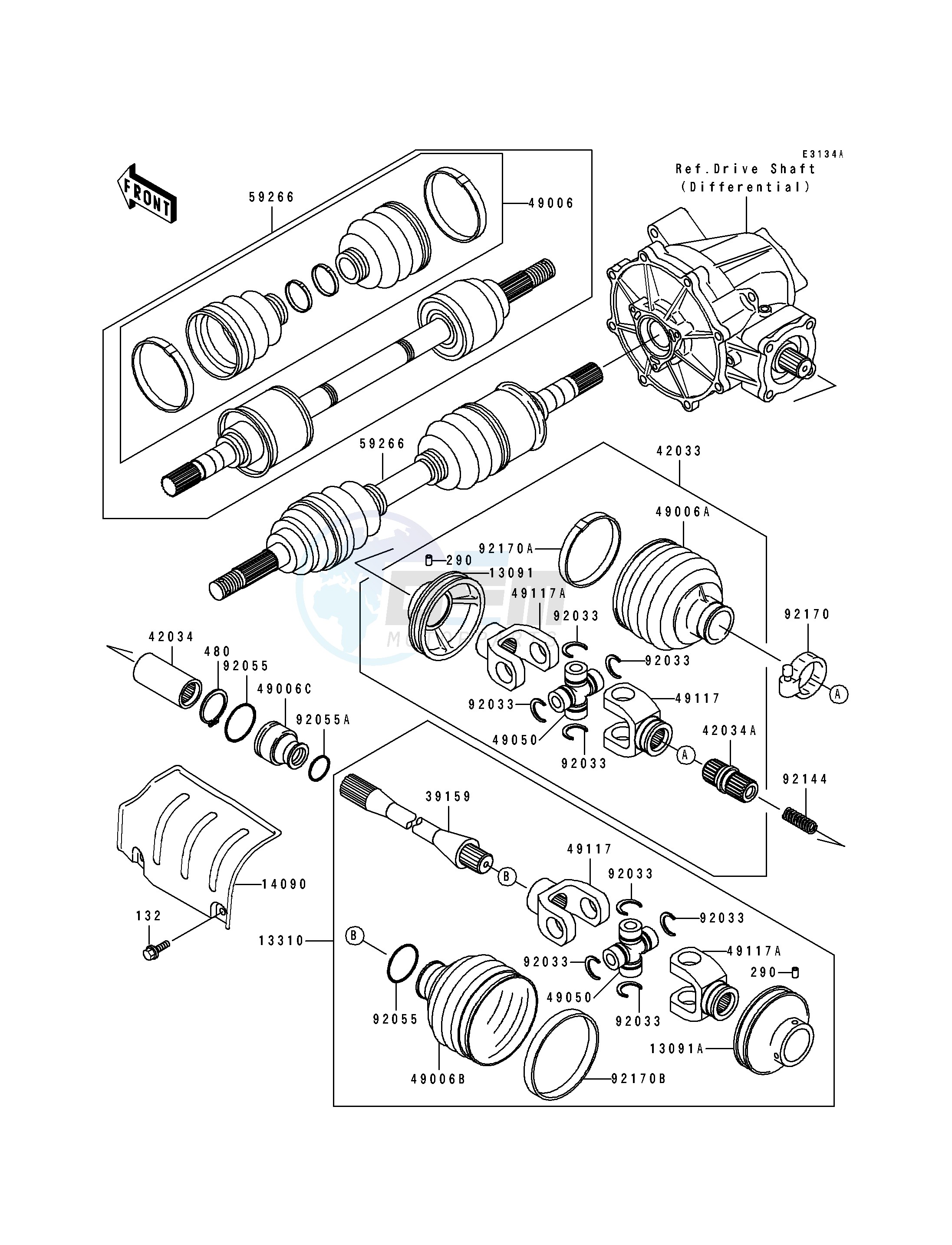 DRIVE SHAFT-- FRONT- --- KLF400-B3- - image