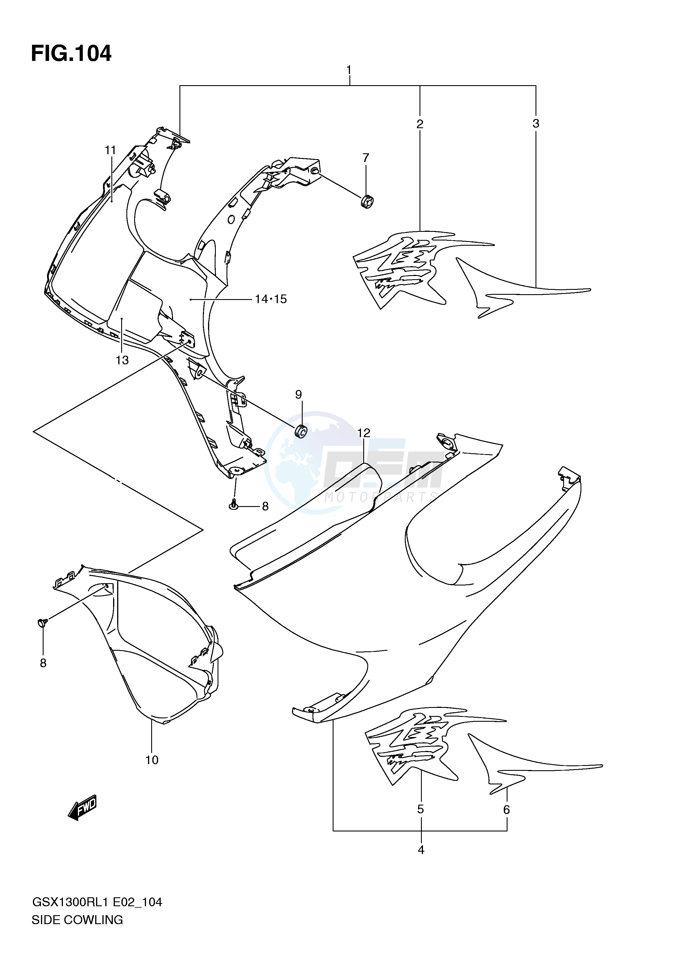 SIDE COWLING (GSX1300RUFL1 E19) blueprint