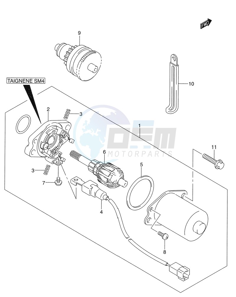 STARTING MOTOR (MODEL K8/K9/L0) blueprint