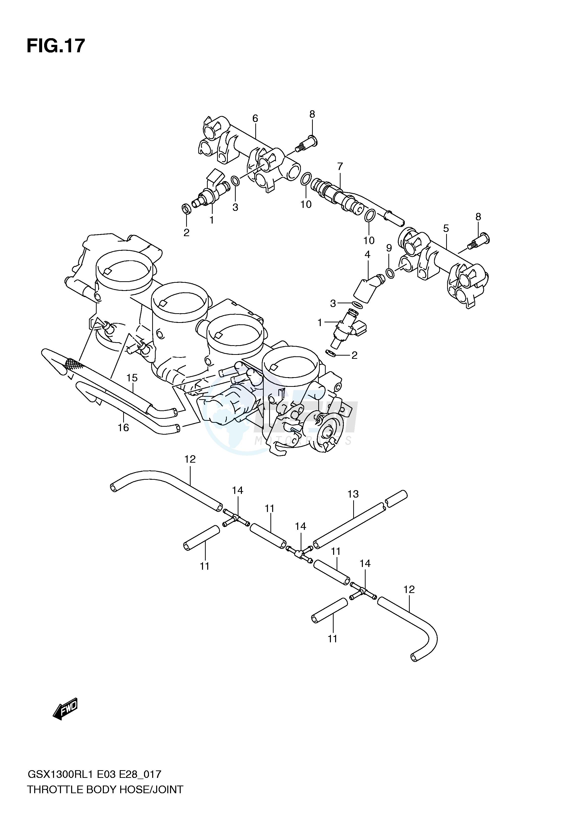 THROTTLE BODY HOSE JOINT (GSX1300RL1 E3) image